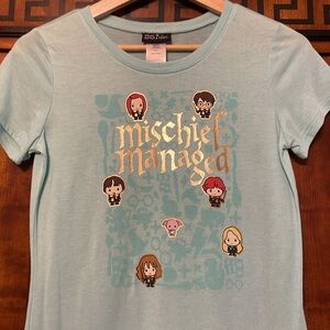 Harry Potter girls short sleeve tee junior size L/XL good condition light blue